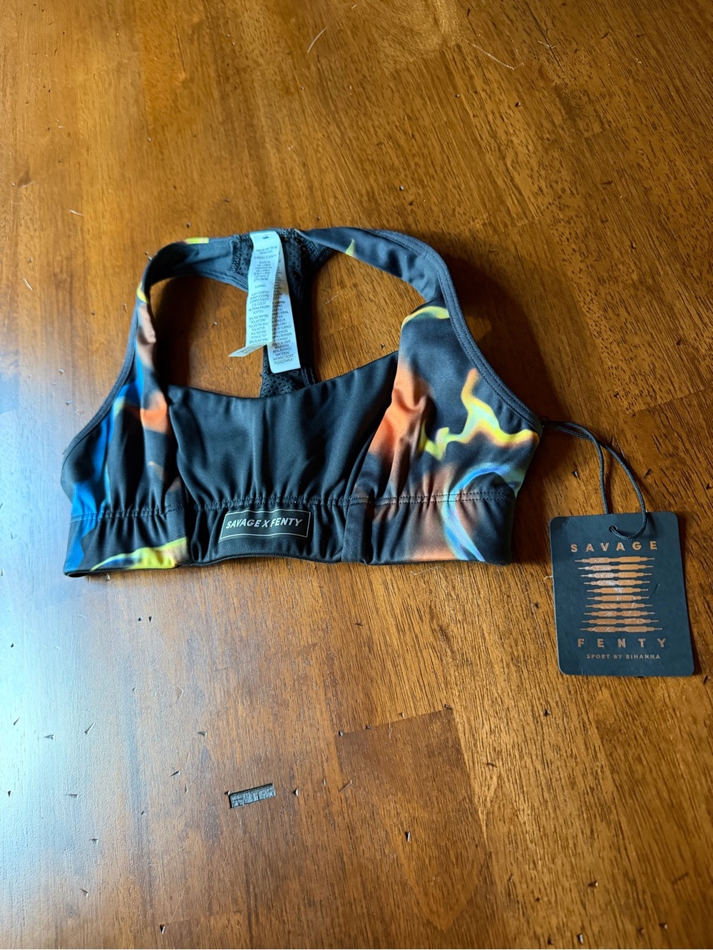 Savage X Fenty Multicolor Flame-Print Racerback Sports Bra NWT Size XS